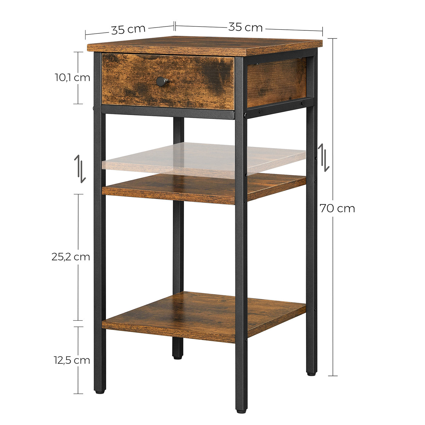 End Table - Wood - Rustic Brown and Black