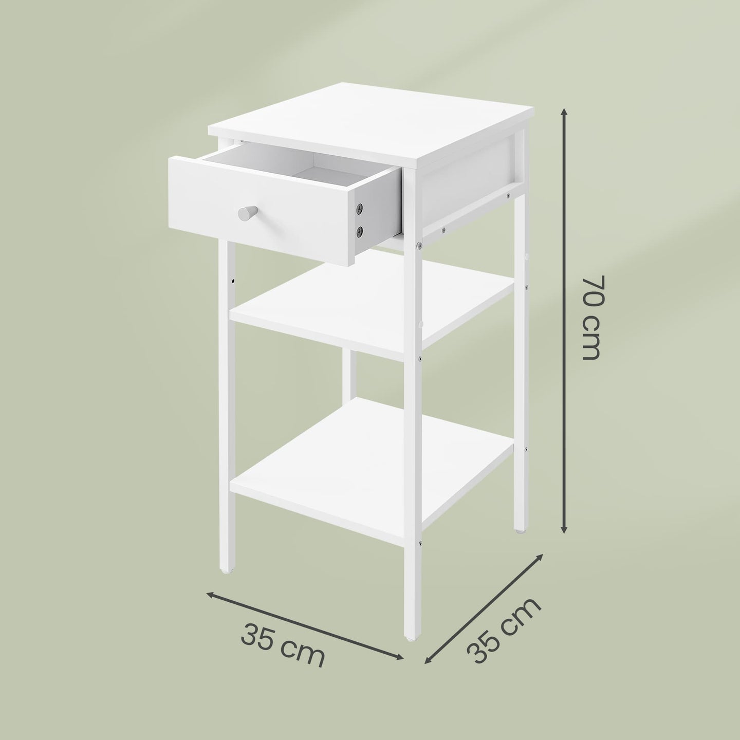 Nightstand - Wood - Rustic Brown and Black - Space-Saving with Drawer and 2 Storage Shelves