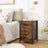 Bedside Table - Particle Board - Rustic Brown and Black - 3 Drawers