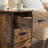 Bedside Table - Particle Board - Rustic Brown and Black - 3 Drawers