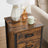 Bedside Table - Particle Board - Rustic Brown and Black - 3 Drawers