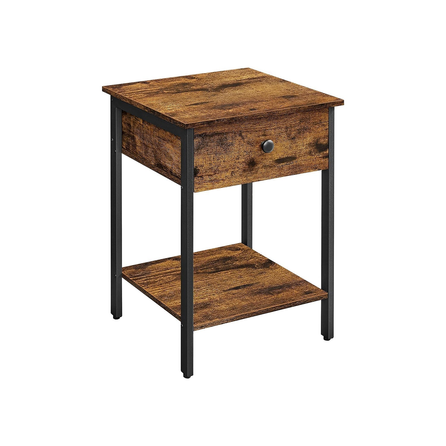 Nightstand - Metal - Rustic Brown