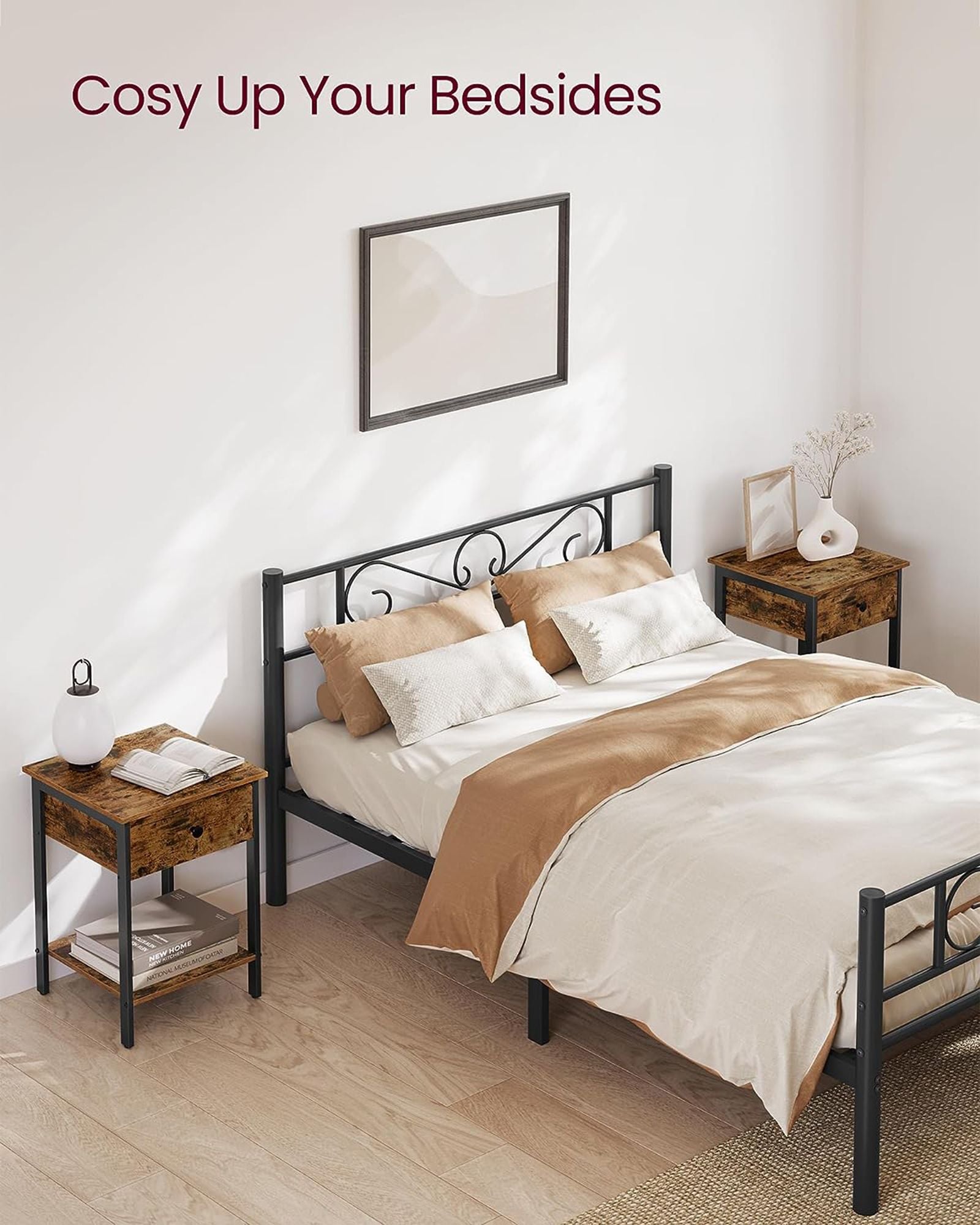 Nightstand - Metal - Rustic Brown