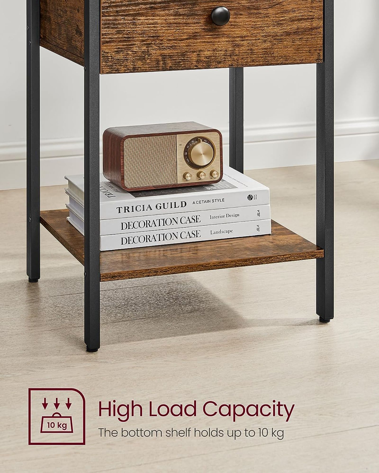 Nightstand - Metal - Rustic Brown