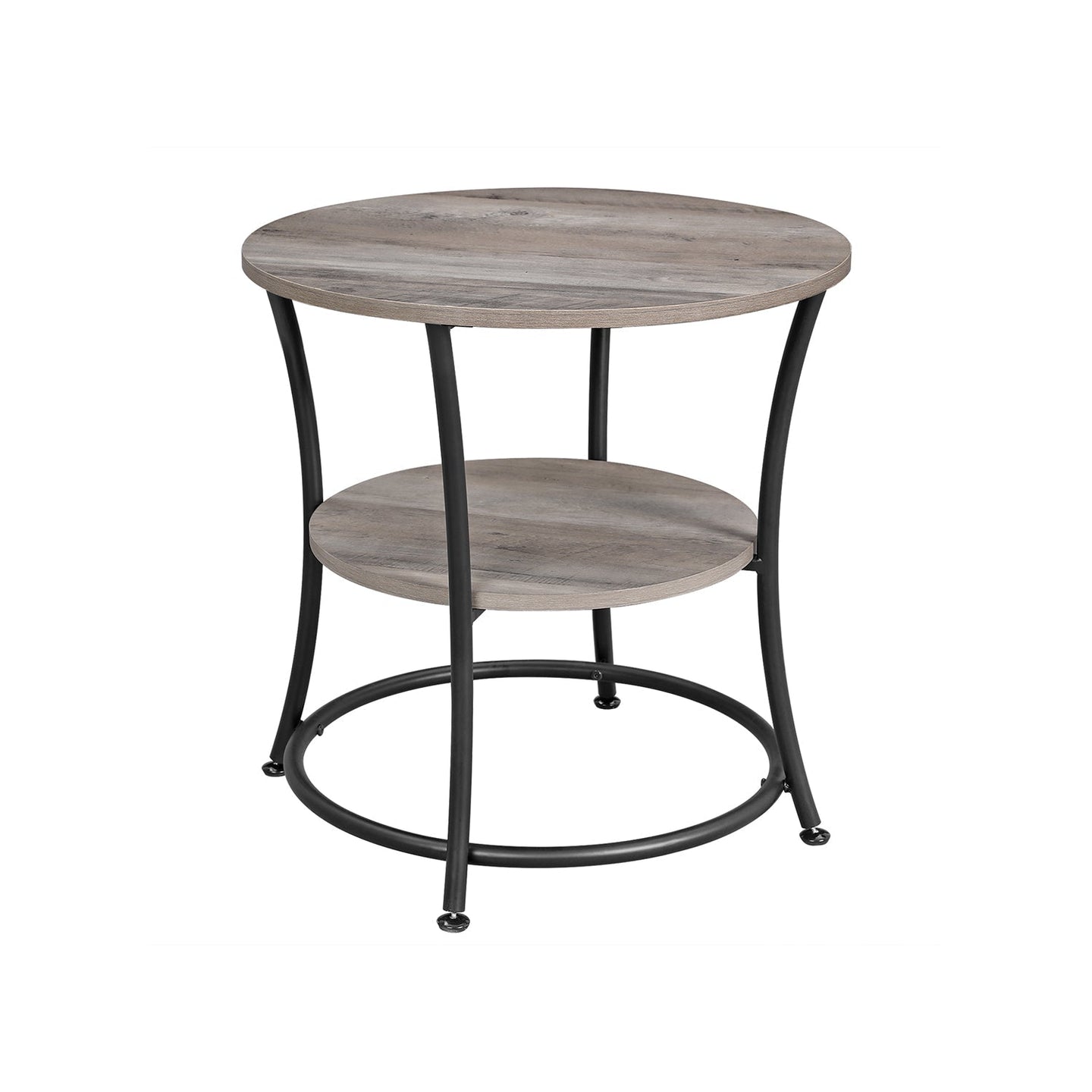 Round End Table - Metal - Rustic Brown - 2 Shelves