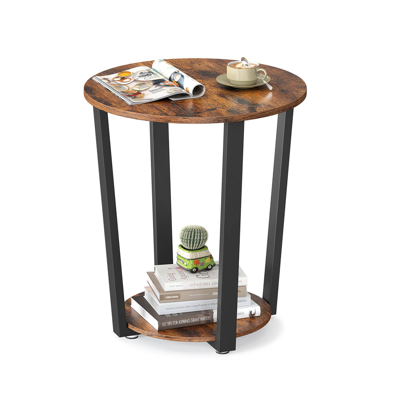 Round Sofa Table - Iron - Rustic Brown