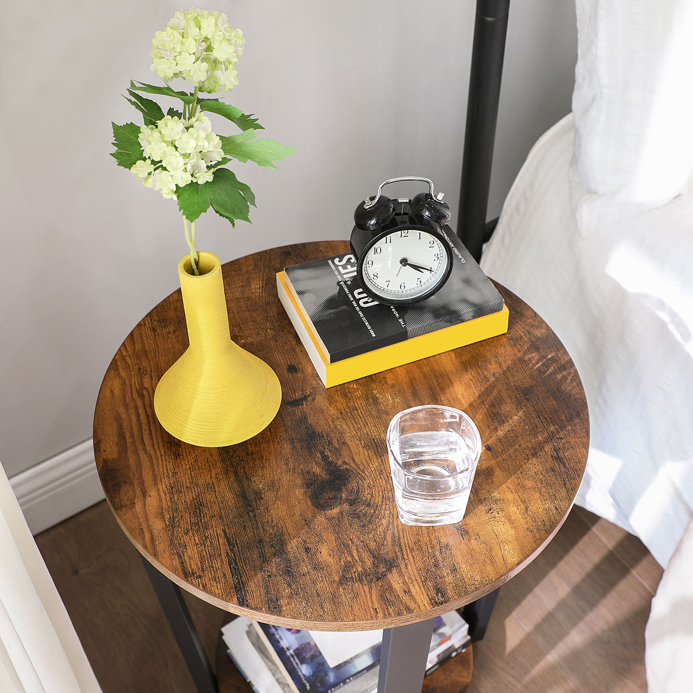 Round Sofa Table - Iron - Rustic Brown