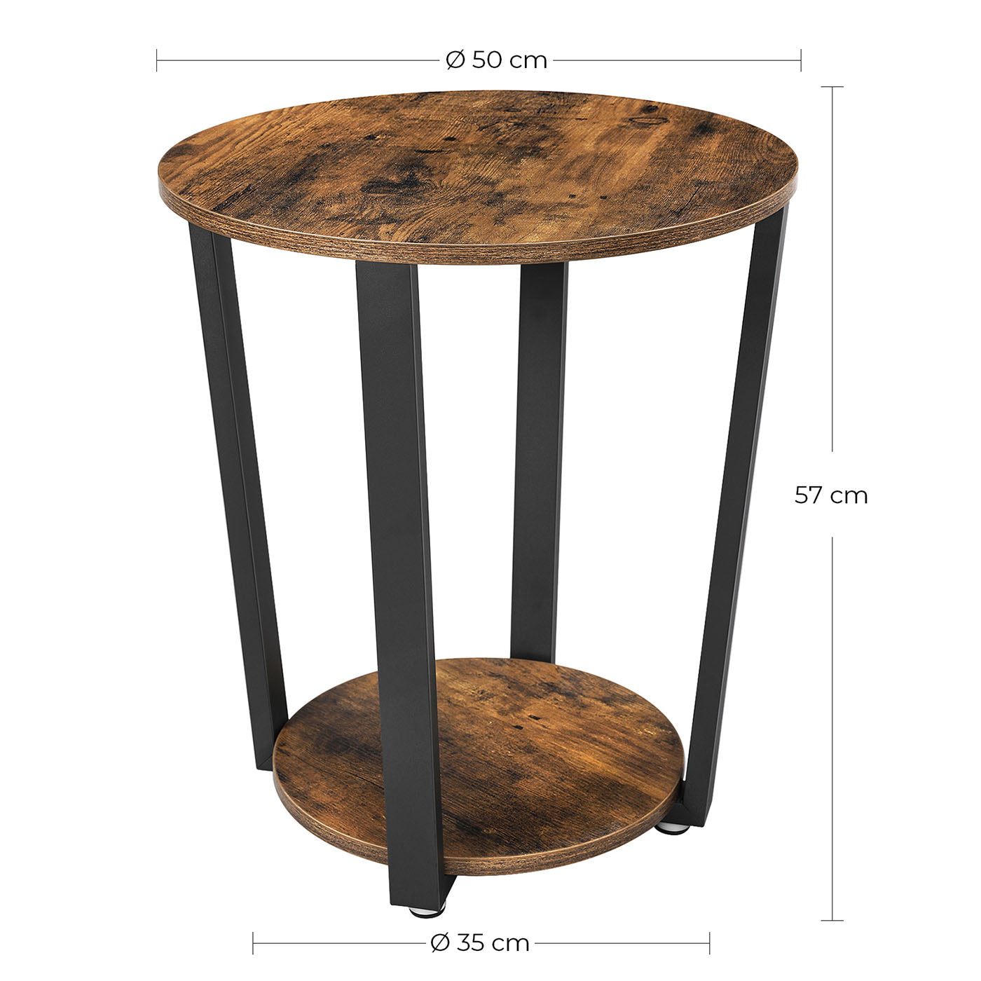 Round Sofa Table - Iron - Rustic Brown