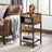 Side Table - Engineered Wood - Rustic Brown and Black - Space-Saving with Open Compartment and 2 Shelves