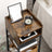 Side Table - Engineered Wood - Rustic Brown and Black - Space-Saving with Open Compartment and 2 Shelves