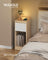Record Player Stand - Wood - Cloud White - Vinyl Storage with Charging Station and LED Light