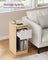 Record Player Stand - Wood - Cloud White - Vinyl Storage with Charging Station and LED Light