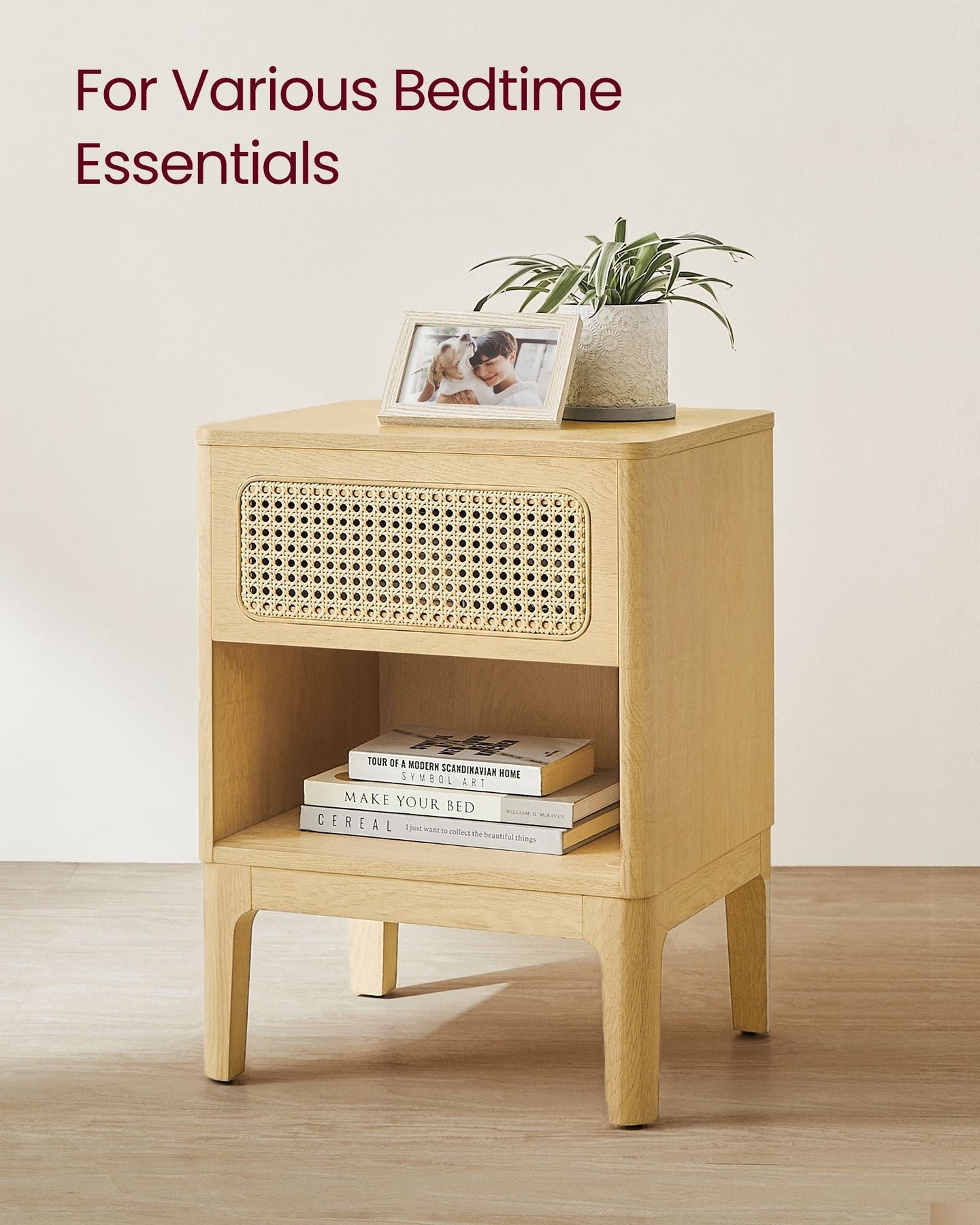 Rattan Bedside Table - Natural - Sturdy Design for Everyday Use