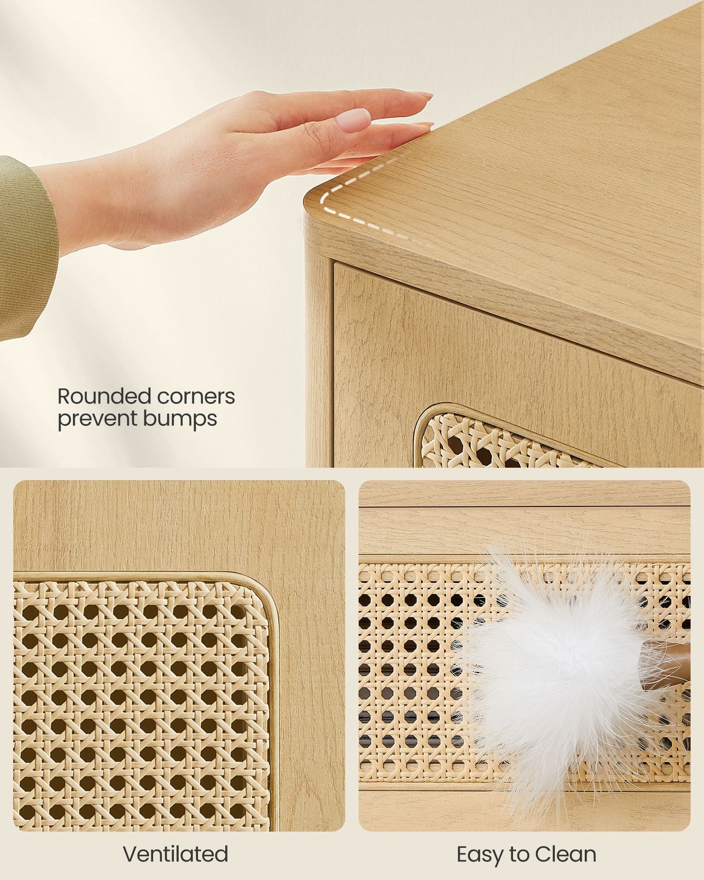 Rattan Bedside Table - Natural - Sturdy Design for Everyday Use