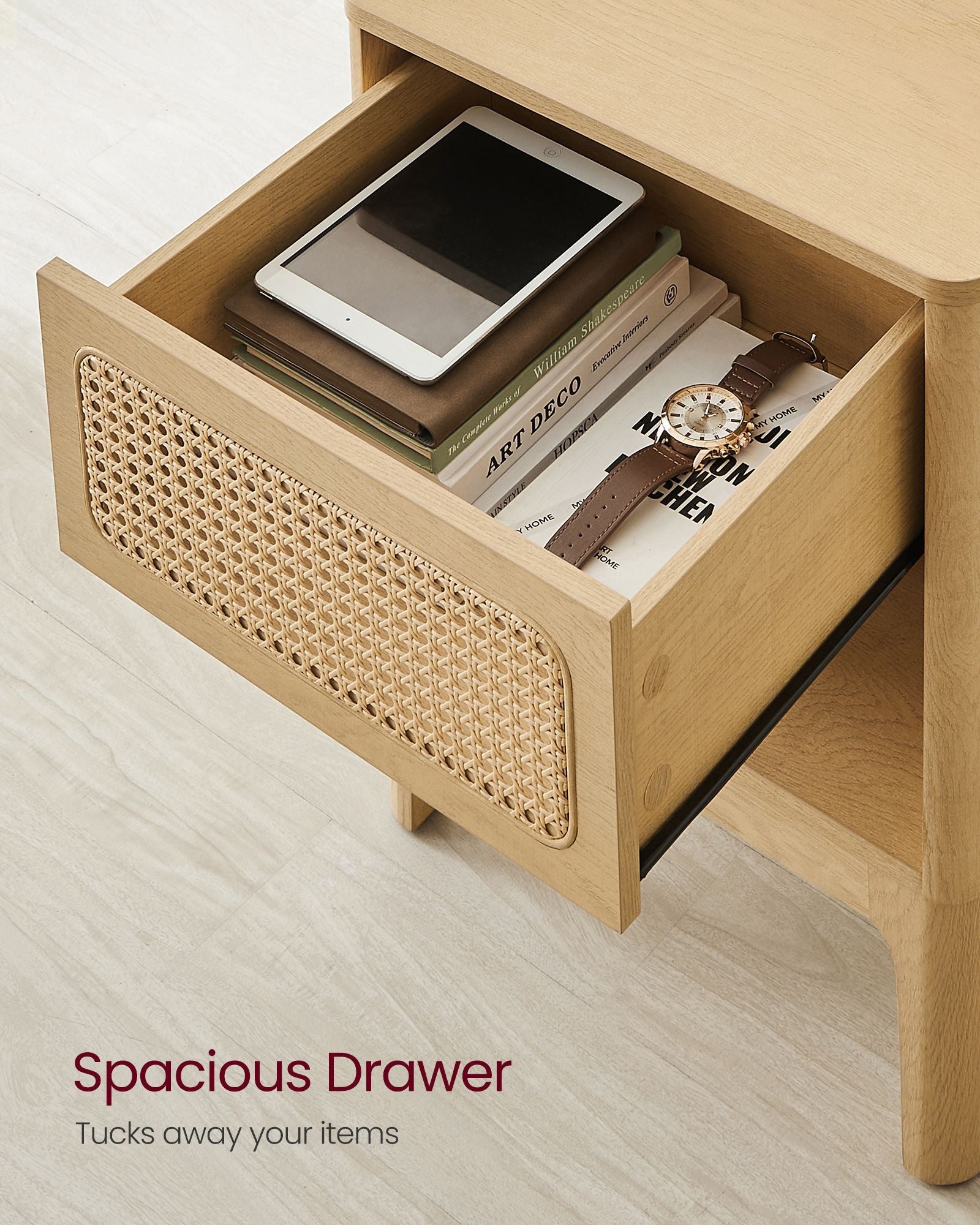 Rattan Bedside Table - Natural - Sturdy Design for Everyday Use