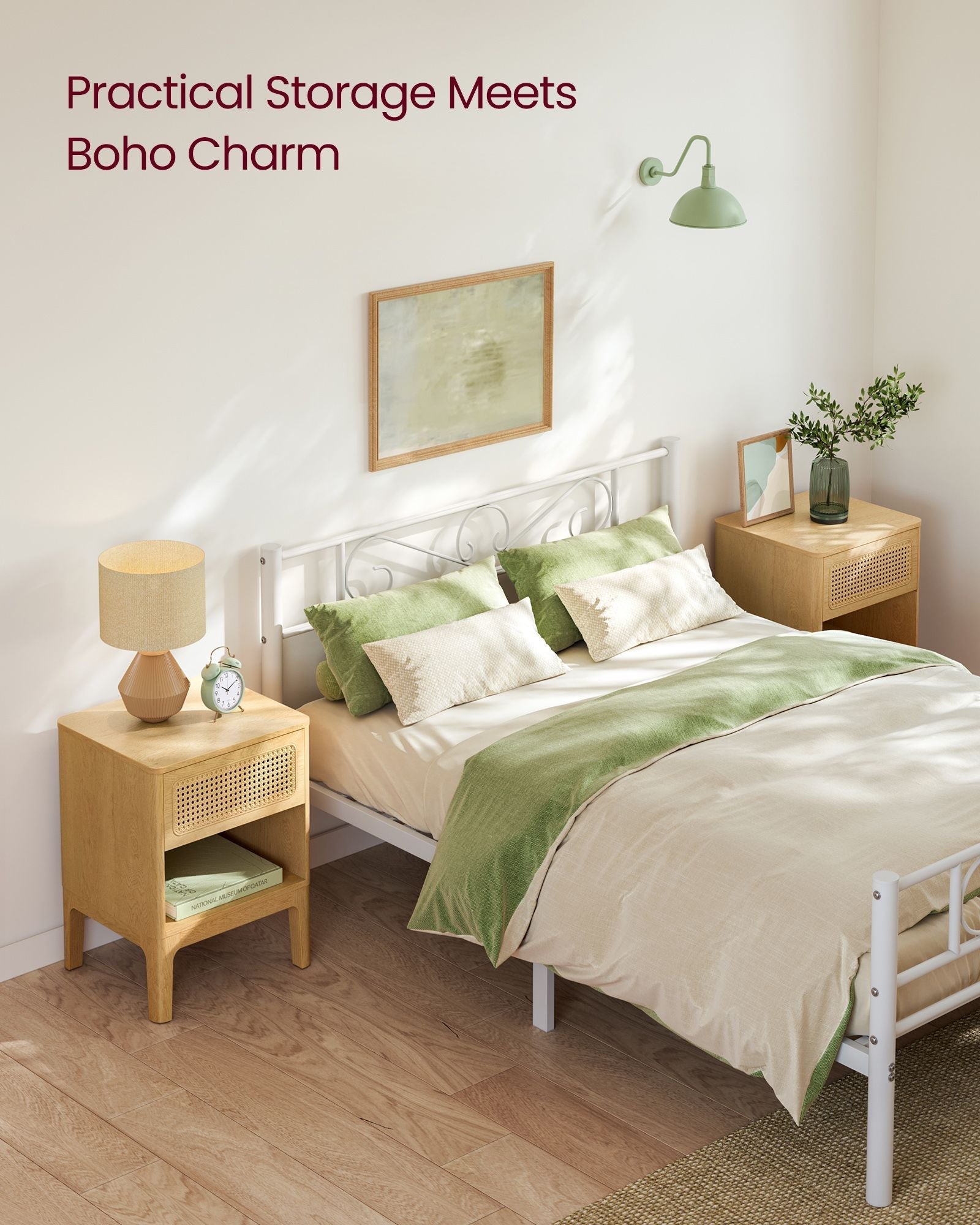 Rattan Bedside Table - Natural - Sturdy Design for Everyday Use