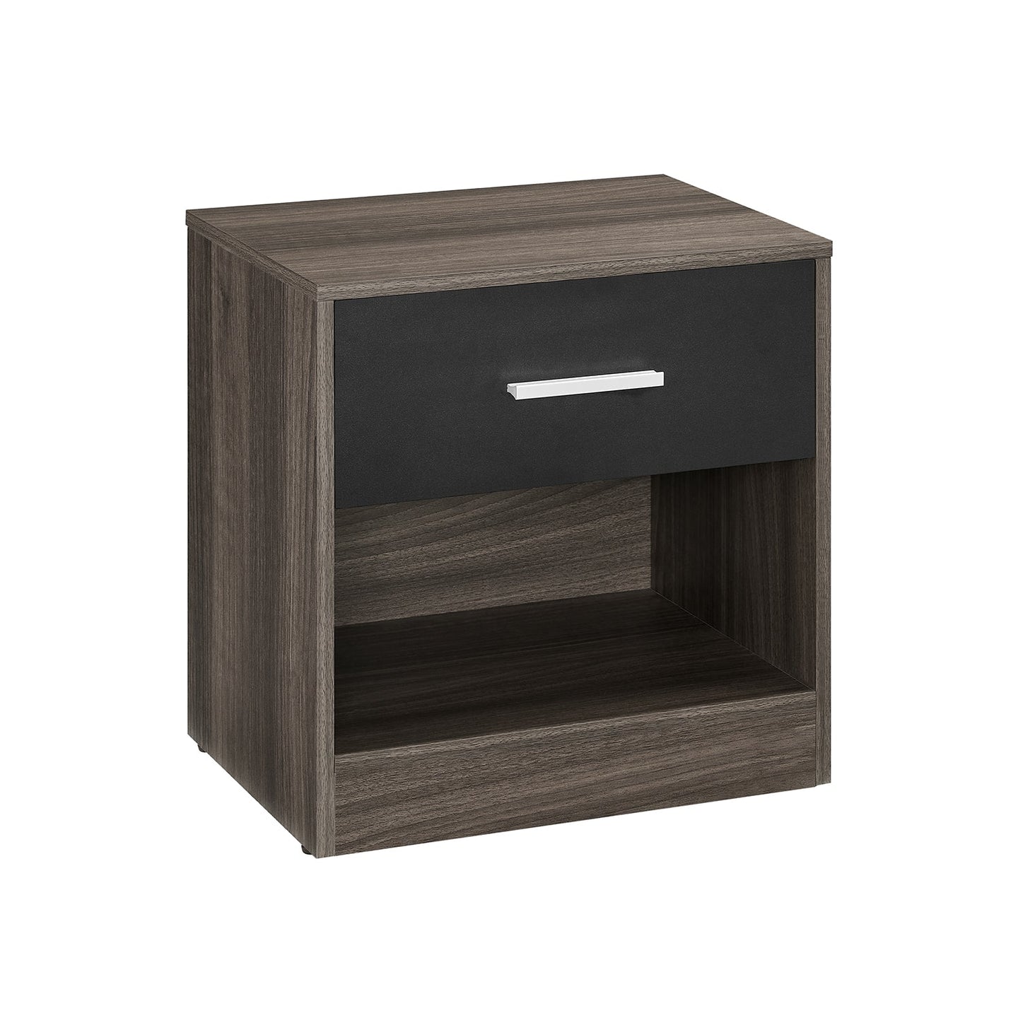 Bedside Table - Wood - Natural Finish - Drawer and Open Compartment
