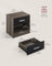 Bedside Table - Particle Board - Brown and Black - Drawer and Open Compartment