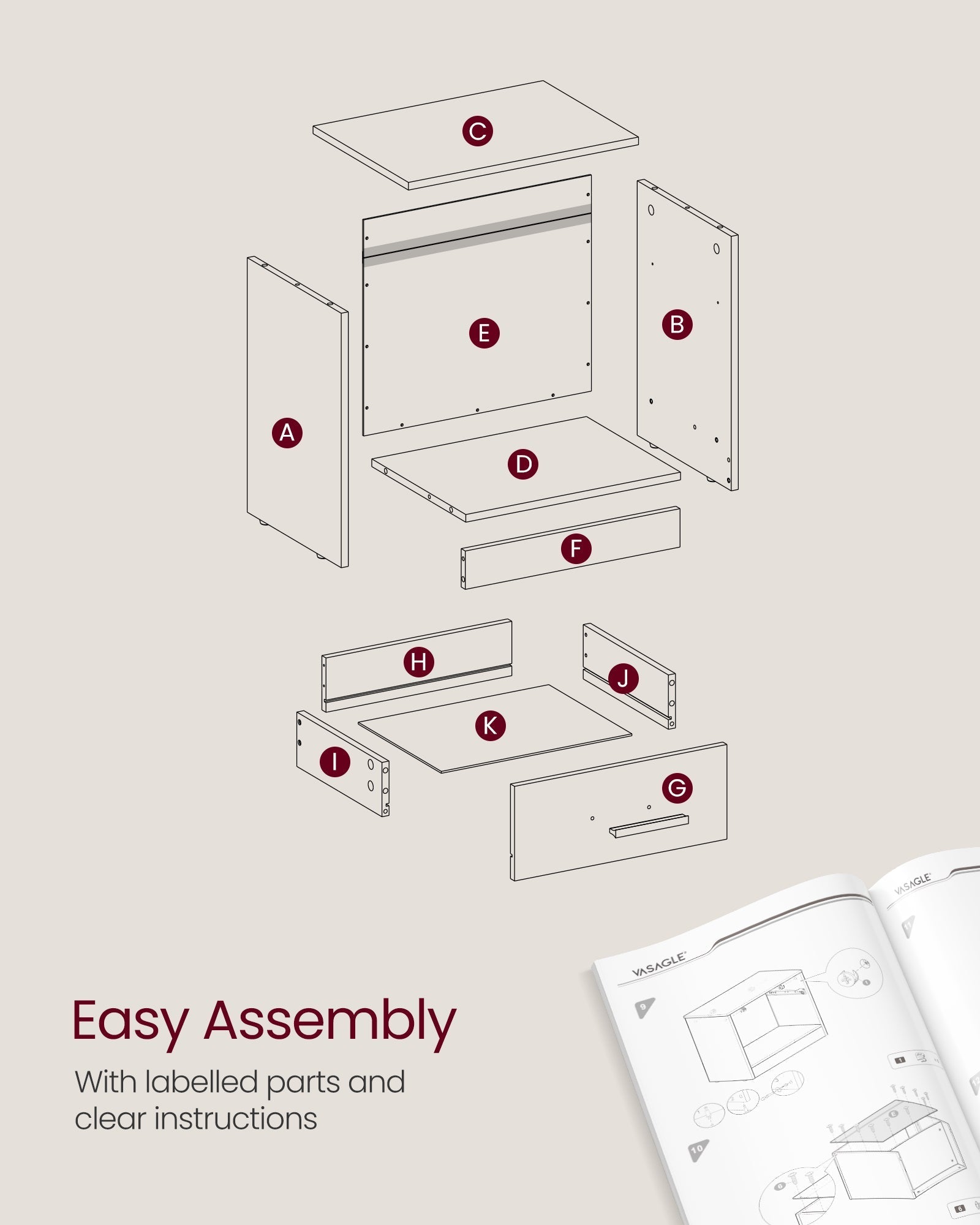 Bedside Table - Particle Board - Brown and Black - Drawer and Open Compartment