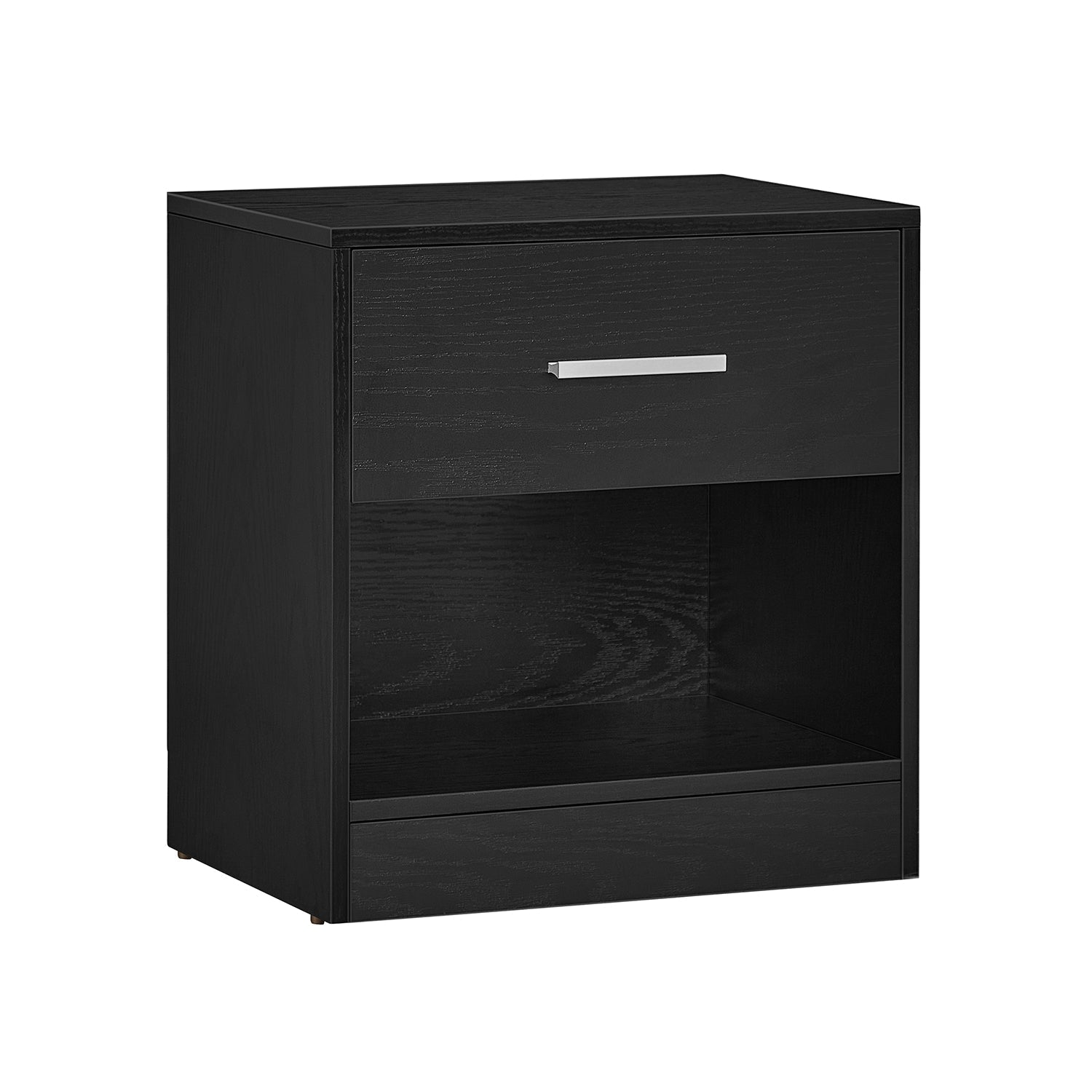 Bedside Table - Wood - Natural Finish - Drawer and Open Compartment