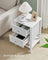 Bamboo Bedside Table - Bamboo - Cloud White - 2 Drawers and Open Shelf