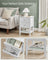 Bamboo Bedside Table - Bamboo - Cloud White - 2 Drawers and Open Shelf
