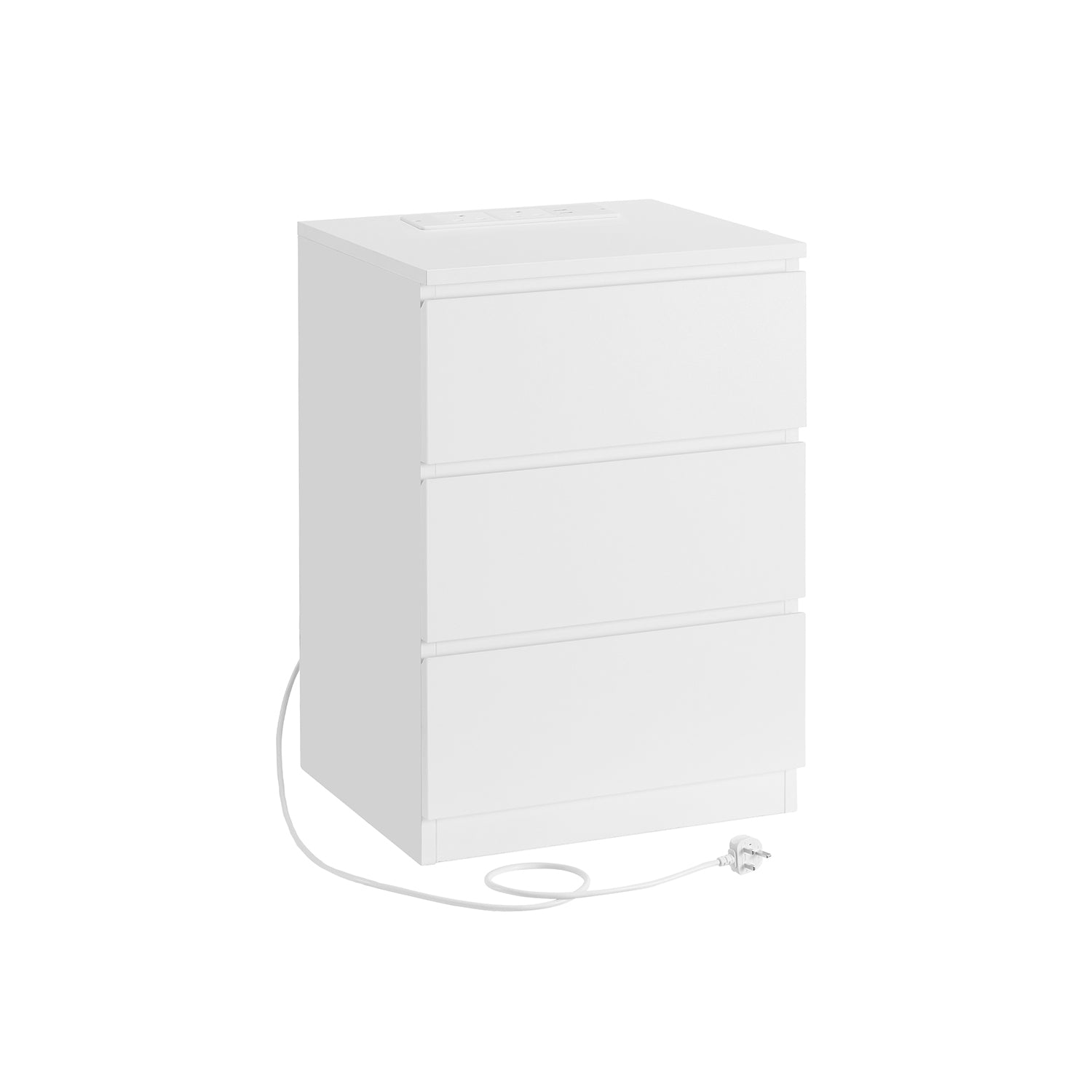 Nightstand - Wood - Cloud White - Features Charging Station and Drawers