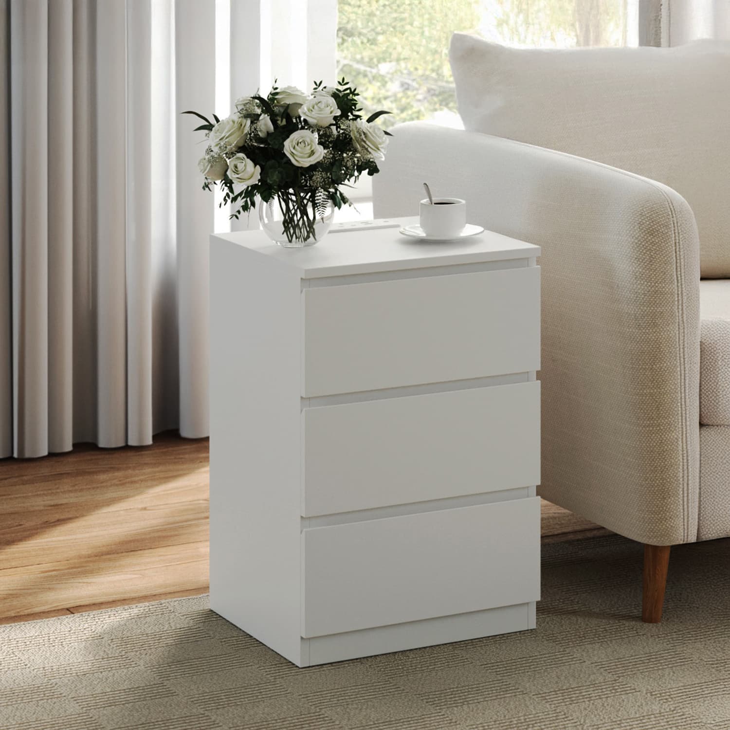 Side End Table - Wood - Cloud White