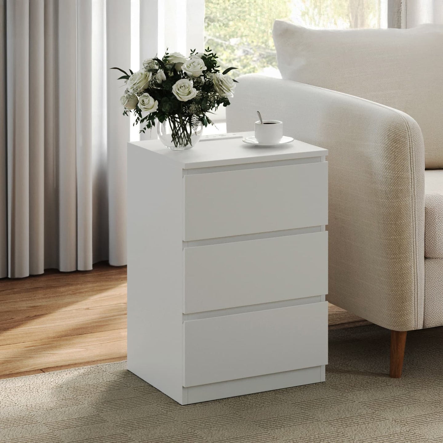 Side End Table - Wood - Cloud White