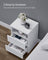 Nightstand - Wood - White - Modern Minimalist with Adjustable LED Light and Drawers