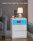 Nightstand - Wood - White - Modern Minimalist with Adjustable LED Light and Drawers