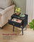 Bedside Table - Solid Wood - Ebony Black - Storage Drawer and Open Shelf