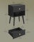 Bedside Table - Solid Wood - Ebony Black - Storage Drawer and Open Shelf