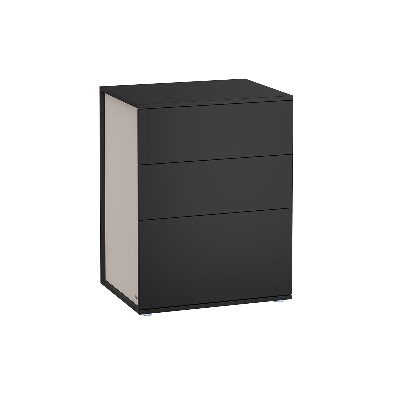 Nightstand - Wood - Ink Black - Toolless Assembly with 3 Storage Drawers