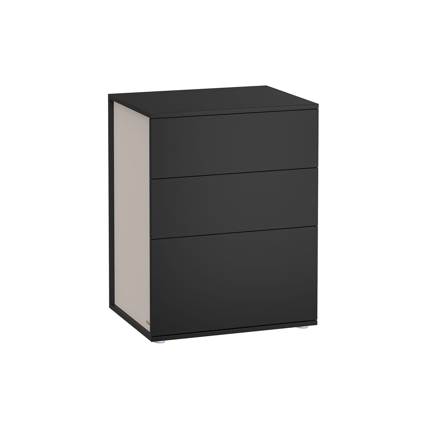 Bedside Table - MDF - Matte White - Toolless Assembly with 3 Storage Drawers