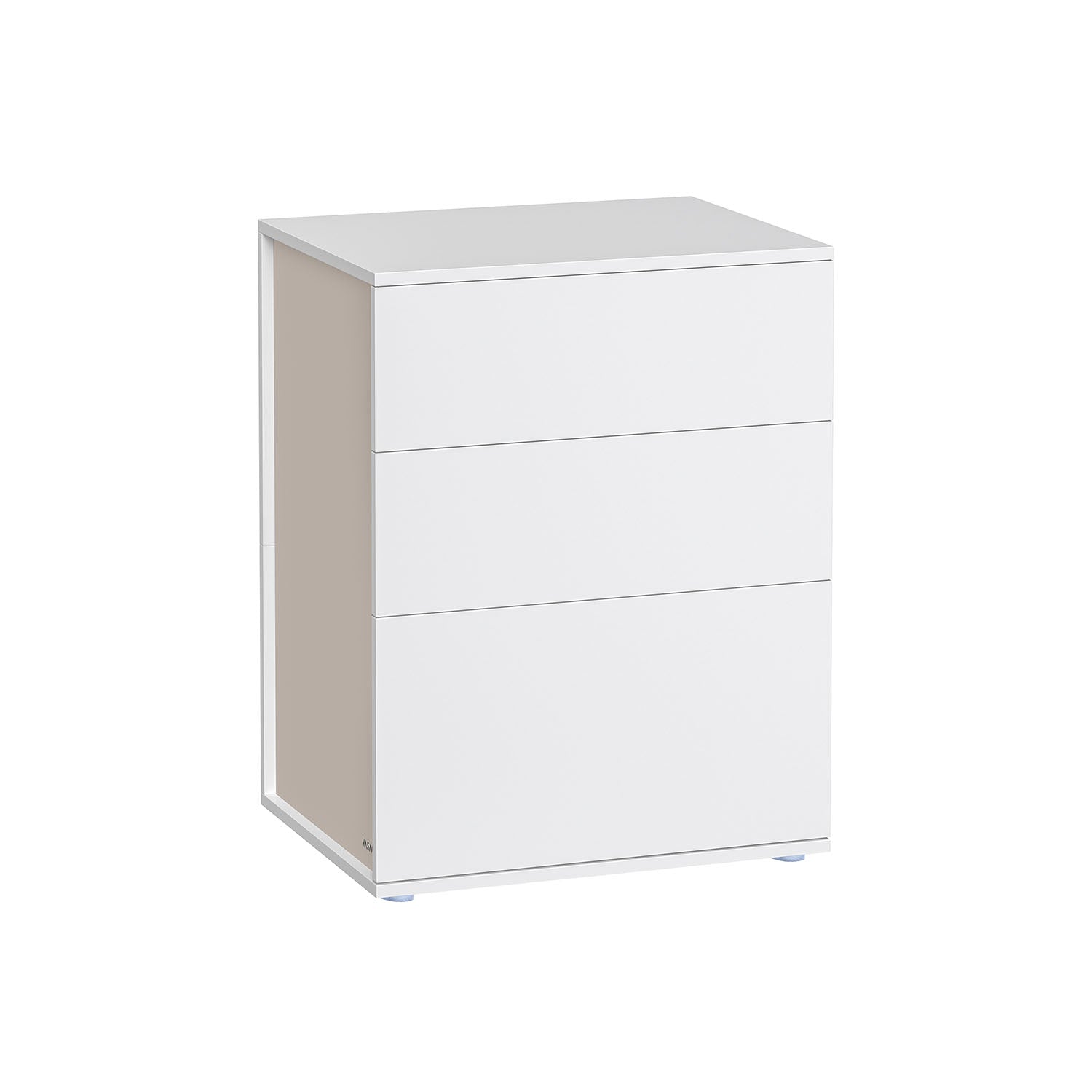 Bedside Table - MDF - Matte White - Toolless Assembly with 3 Storage Drawers