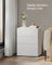 Bedside Table - MDF - Matte White - Toolless Assembly with 3 Storage Drawers