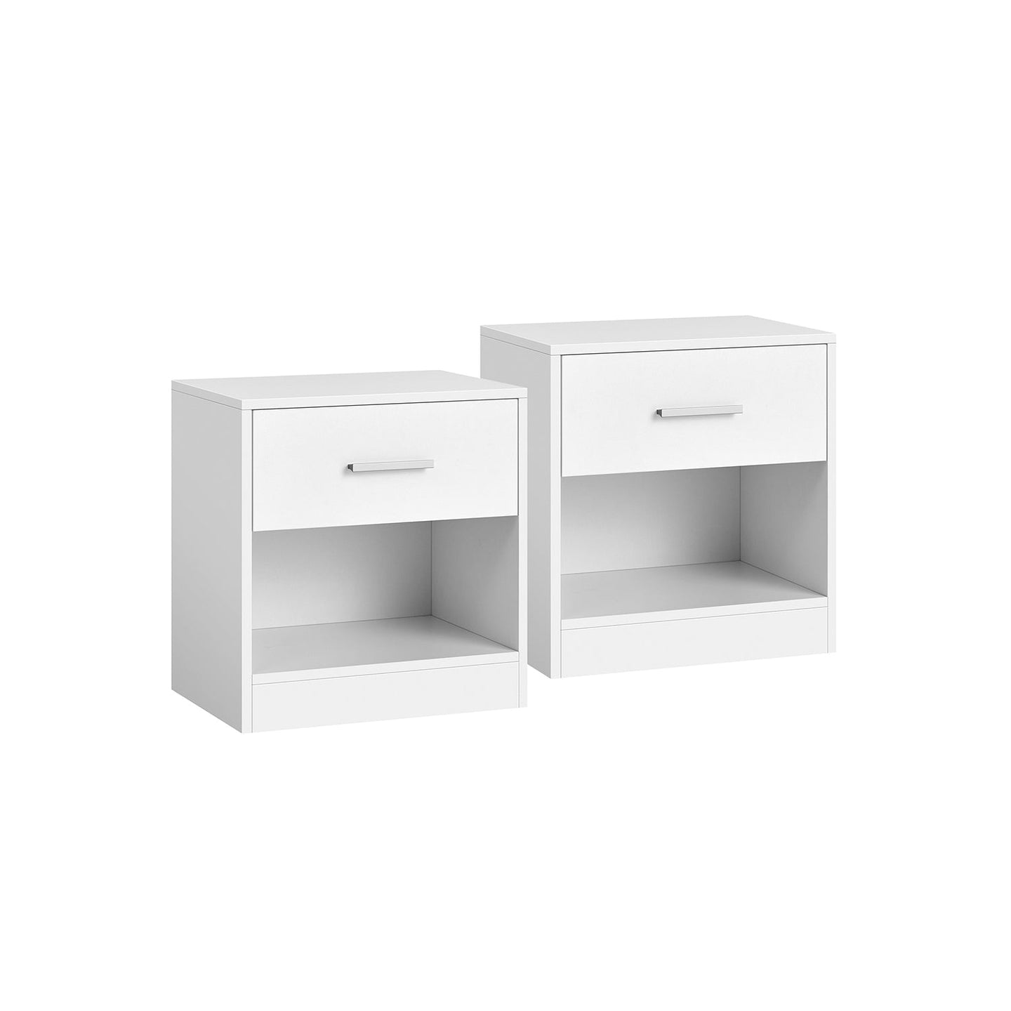 Set of 2 Bedside Tables - Wood - Natural Beige - Featuring Drawer and Open Compartment
