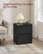 Nightstands - Wood - Ebony Black - Set of 2 with Charging Station and Drawers