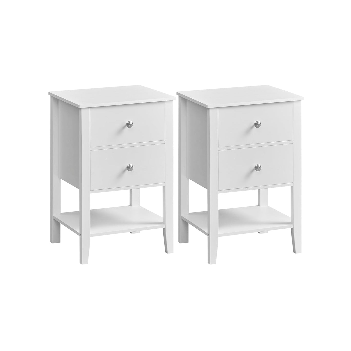 Set of 2 Bamboo Bedside Tables - Bamboo - Cloud White