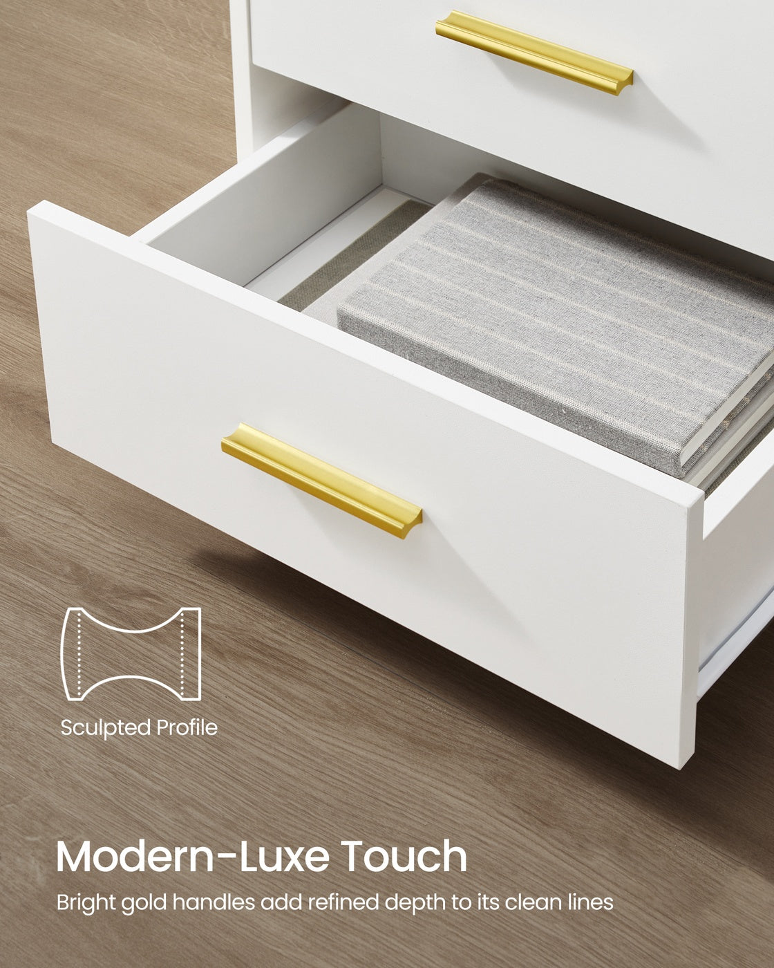 Bedside Tables - 30L - Solid Wood Legs - Charging Station