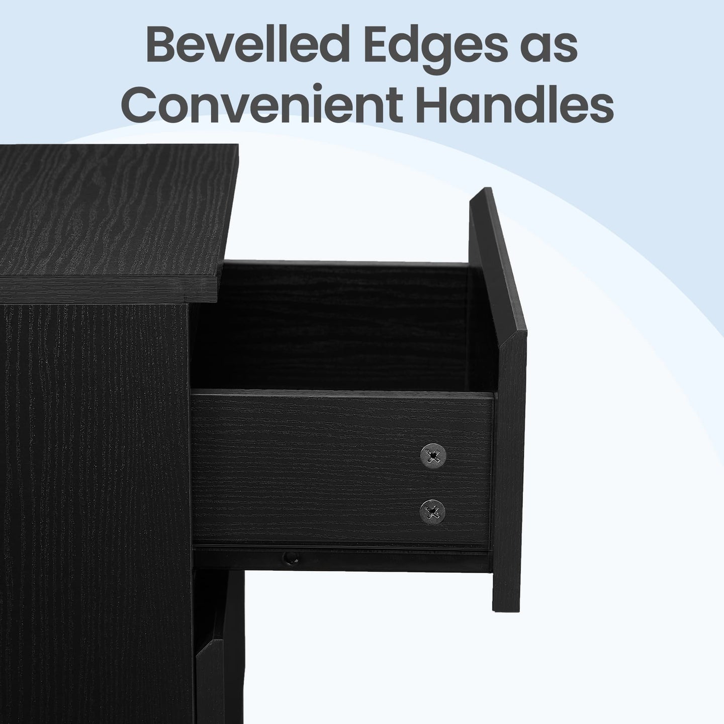 Set of 2 Modern Side Tables - Wood - Black - Features 3 Drawers and Built-in Charging Station