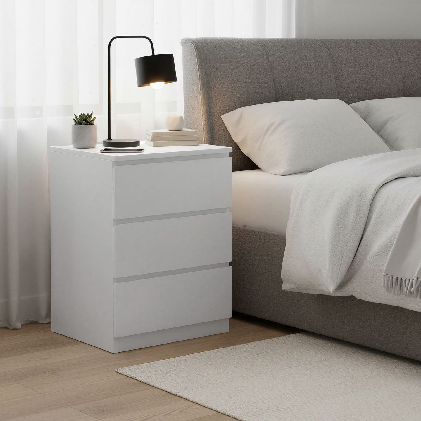 Set of 2 Side End Tables - Wood - White