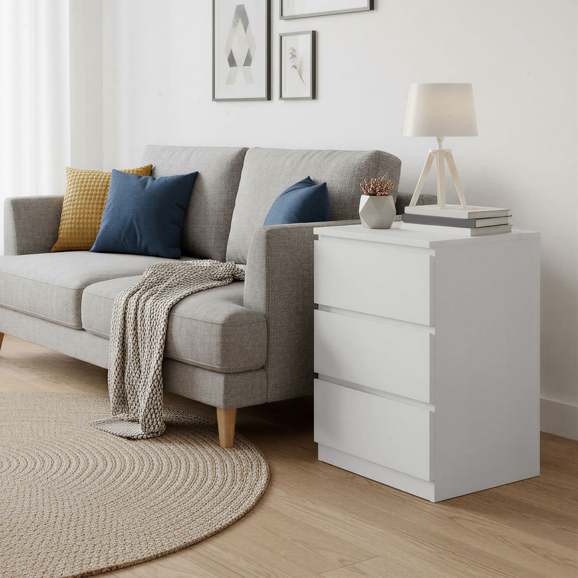 Set of 2 Side End Tables - Wood - White