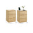 Bedside Table - Wood - Straw Yellow - Set of 2 with Charging Station