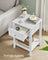 Set of 2 Bedside Tables - Bamboo - Cloud White - Storage Drawer and Open Shelf