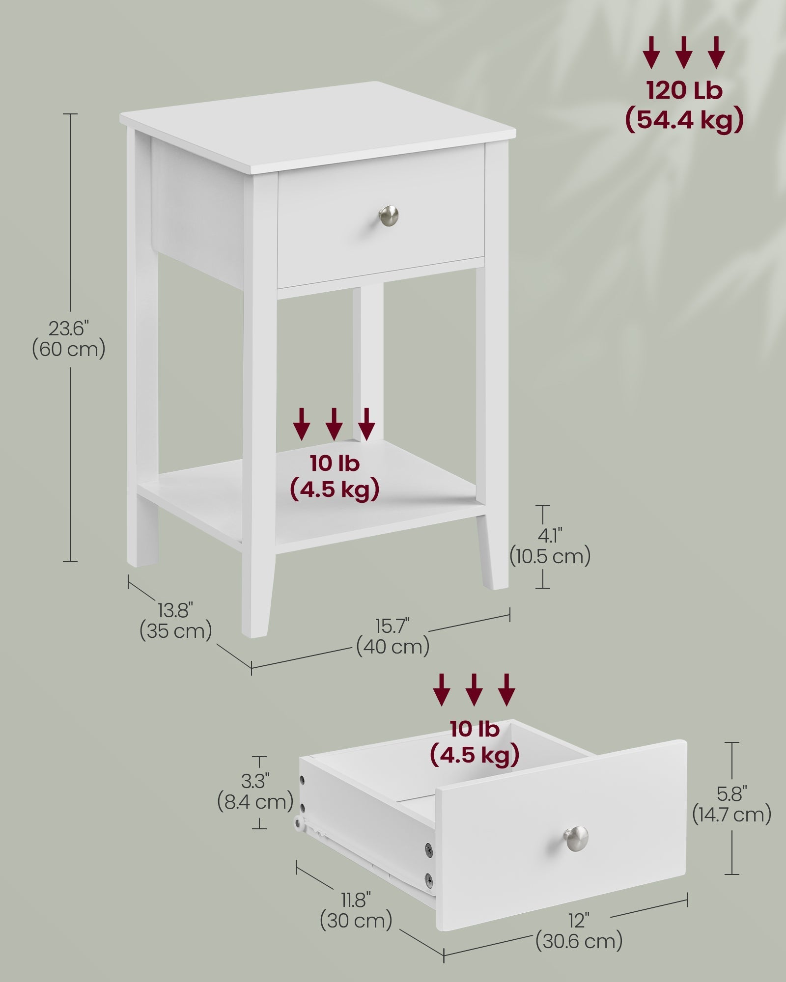 Set of 2 Bedside Tables - Bamboo - Cloud White - Storage Drawer and Open Shelf