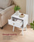 Set of 2 Bedside Tables - Solid Wood - Cloud White - Features Storage Drawers and Open Shelf