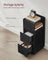 Narrow Nightstand - Wood - Ebony Black - Adjustable Design with 2 Drawers and Shelf