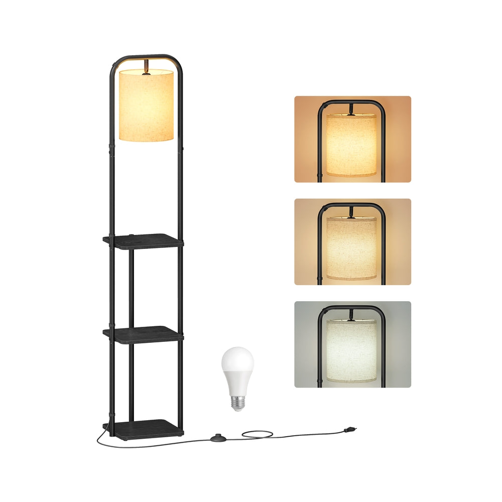 Floor Lamp with 3 Shelves - 9L - Particleboard - LED Bulb